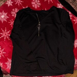 Elegant Black Women's Top with Zipper Detail
